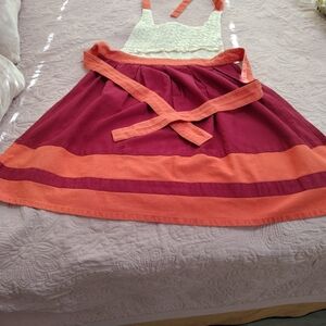 Purple & Orange Apron by Simply Envogue with Lacey Bib and Tie Waist